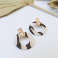 Christy Striped Earrings Jewelry Black/White One Size -2020AVE