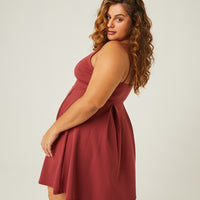 Curve A-Line Pleated Dress Plus Size Dresses -2020AVE