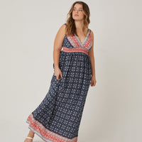 Curve Abstract Printed Maxi Dress Plus Size Dresses -2020AVE