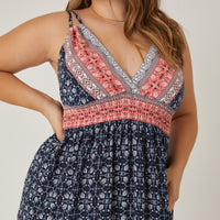 Curve Abstract Printed Maxi Dress Plus Size Dresses -2020AVE