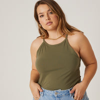 Curve Alexis High Neck Top Plus Size Tops Olive 1XL -2020AVE