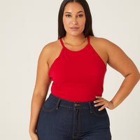Curve Alexis High Neck Top Plus Size Tops Red 1XL -2020AVE