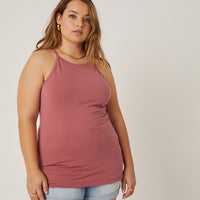 Curve Alexis High Neck Top Plus Size Tops Pink 1XL -2020AVE