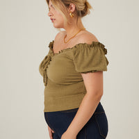 Curve All-Over Smocked Top Plus Size Tops -2020AVE