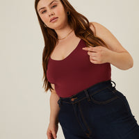 Curve All You Need Spaghetti Strap Tank Plus Size Tops Burgundy 1XL -2020AVE