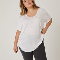 Curve Anytime Simple Knot Tee Plus Size Tops -2020AVE