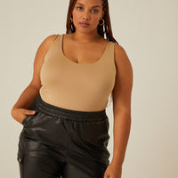 Curve Avery Sleeveless Bodysuit Plus Size Tops Taupe 1XL -2020AVE