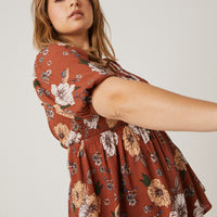 Curve Babydoll Floral Top Plus Size Tops -2020AVE