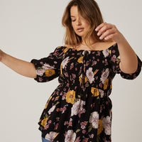 Curve Babydoll Floral Top Plus Size Tops -2020AVE