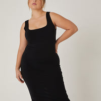Curve Back Slit Bodycon Dress Plus Size Dresses Black 1XL -2020AVE