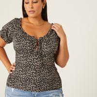 Curve Back Smocked Floral Top Plus Size Tops Black 1XL -2020AVE