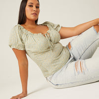 Curve Back Smocked Floral Top Plus Size Tops -2020AVE