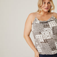 Curve Bandana Print Woven Tank Plus Size Tops -2020AVE
