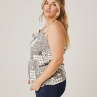 Curve Bandana Print Woven Tank Plus Size Tops -2020AVE