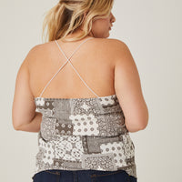 Curve Bandana Print Woven Tank Plus Size Tops -2020AVE