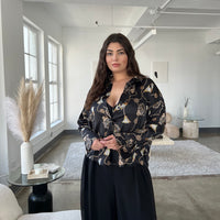 Curve Baroque Satin Button Up Shirt Plus Size Tops -2020AVE