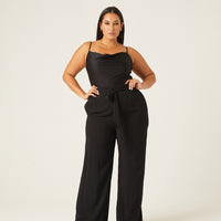 Curve Belted Casual Pants Plus Size Bottoms -2020AVE