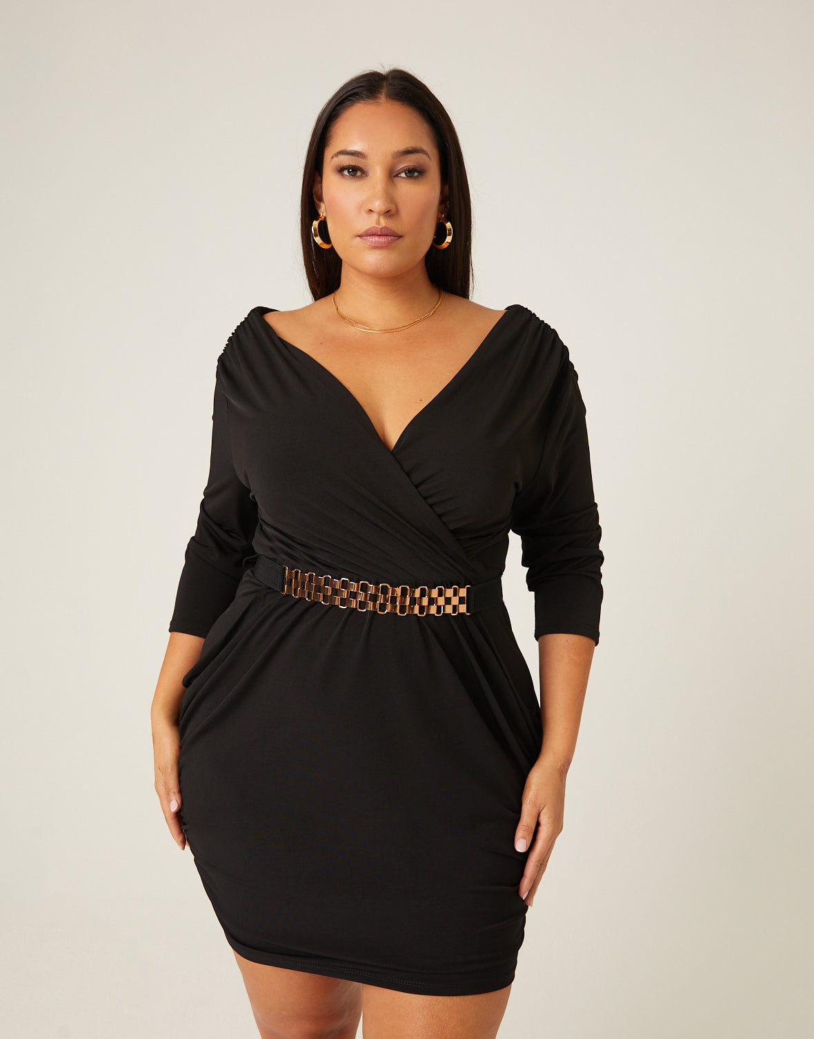 Plus Size Belted Ruched Dress – 2020AVE