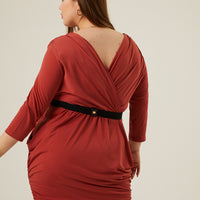Curve Belted Ruched Dress Plus Size Dresses -2020AVE