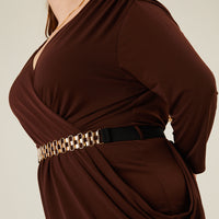 Curve Belted Ruched Dress Plus Size Dresses -2020AVE