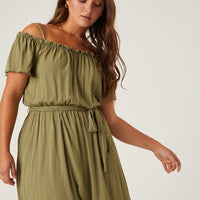 Curve Belted Wrap Sundress Plus Size Dresses Olive 1XL -2020AVE