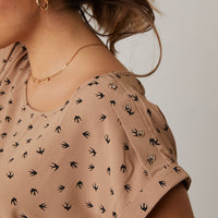 Curve Bird Pattern Blouse Plus Size Tops -2020AVE