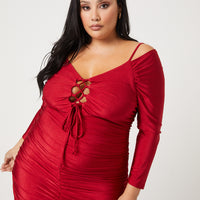 Curve Cold Shoulder Ruched Dress Plus Size Dresses -2020AVE