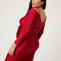Curve Cold Shoulder Ruched Dress Plus Size Dresses -2020AVE