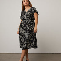 Curve Button Down Floral Sundress Plus Size Dresses Black 1XL -2020AVE
