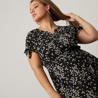 Curve Button Down Floral Sundress Plus Size Dresses -2020AVE