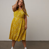 Curve Button Down Floral Sundress Plus Size Dresses -2020AVE