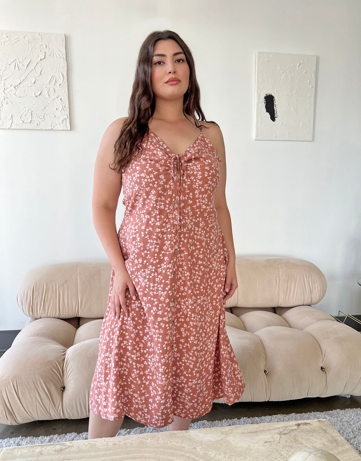 Plus Size Button Front Floral Midi Dress Plus Size Button Front Floral Midi Dress