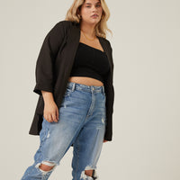 Curve Cable Knit Sweater Tube Top Plus Size Tops Black 1XL -2020AVE