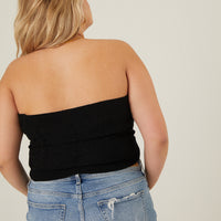 Curve Cable Knit Sweater Tube Top Plus Size Tops -2020AVE