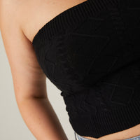 Curve Cable Knit Sweater Tube Top Plus Size Tops -2020AVE
