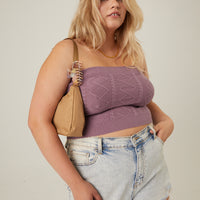 Curve Cable Knit Sweater Tube Top Plus Size Tops -2020AVE