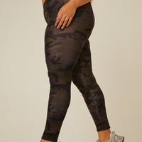 Curve Camo Elastic Waist Leggings Plus Size Bottoms -2020AVE