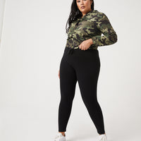 Curve Camouflage Windbreaker Plus Size Outerwear -2020AVE