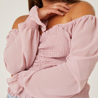 Curve Center Ruched Chiffon Top Plus Size Tops -2020AVE