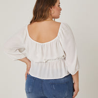 Curve Chiffon Elasticized Blouse Plus Size Tops -2020AVE
