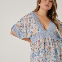 Curve Chiffon Floral Lace Blouse Plus Size Tops -2020AVE