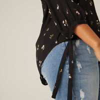 Curve Chiffon Floral Shirt Plus Size Tops -2020AVE