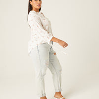 Curve Chiffon Floral Shirt Plus Size Tops -2020AVE