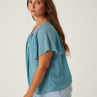 Curve Chiffon Flutter Sleeve Blouse Plus Size Tops -2020AVE