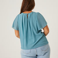 Curve Chiffon Flutter Sleeve Blouse Plus Size Tops -2020AVE