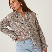 Curve Chiffon Leopard Shirt Plus Size Tops -2020AVE