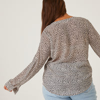 Curve Chiffon Leopard Shirt Plus Size Tops -2020AVE