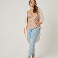 Curve Chiffon Open Front Cardigan Plus Size Outerwear Cream 1XL -2020AVE