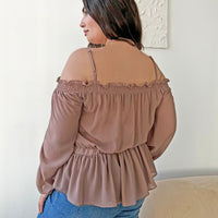 Curve Chiffon Peplum Off Shoulder Blouse Plus Size Tops -2020AVE