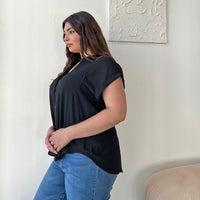 Curve Chiffon Pocket Tee Plus Size Tops -2020AVE